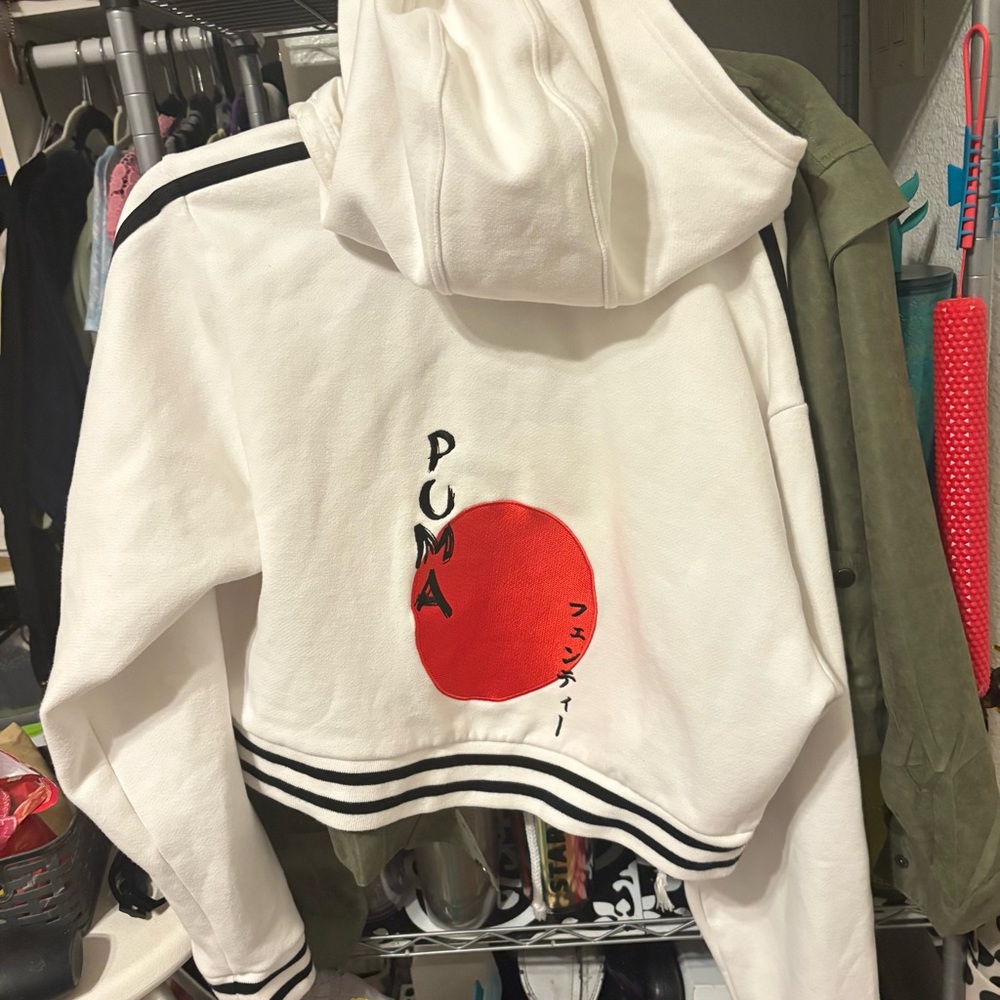 PUMA by Rhiaana Women's White Sweatshirt with Red Accent